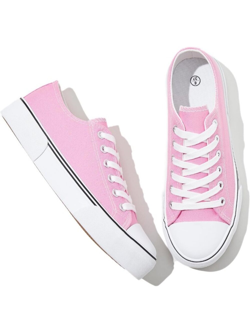 Stylish Low Top Canvas Sneakers for Women - Comfortable Lace-Up Walking Shoes